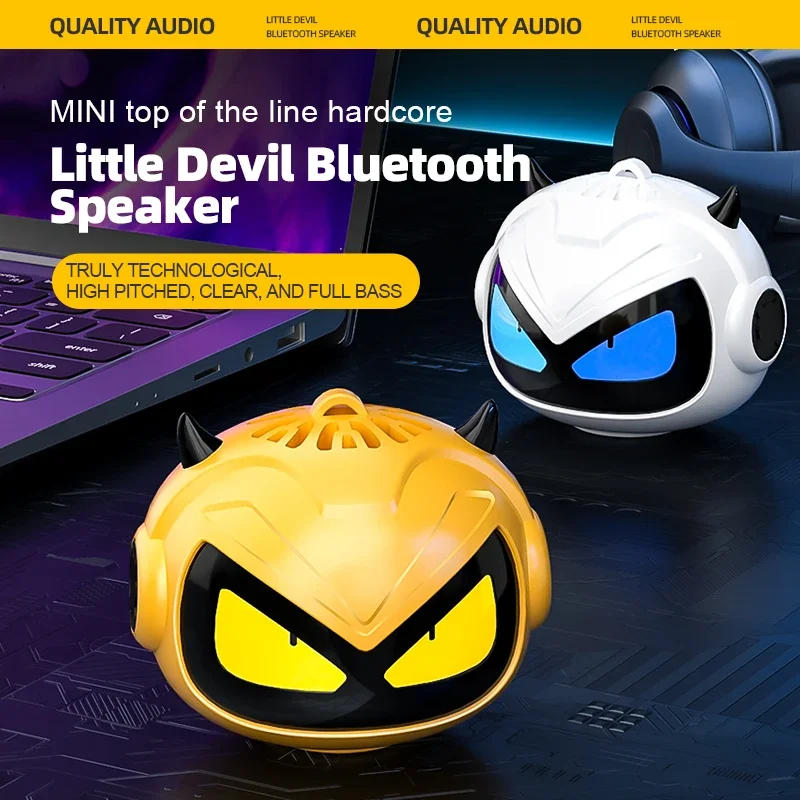 Little Devil Bluetooth-Lautsprecher, Mini, tragbar, kabellos, Soundbox, LED, wechselnder Lichteffekt, 3D-Sound, Stereo, TWS-Subwoofer