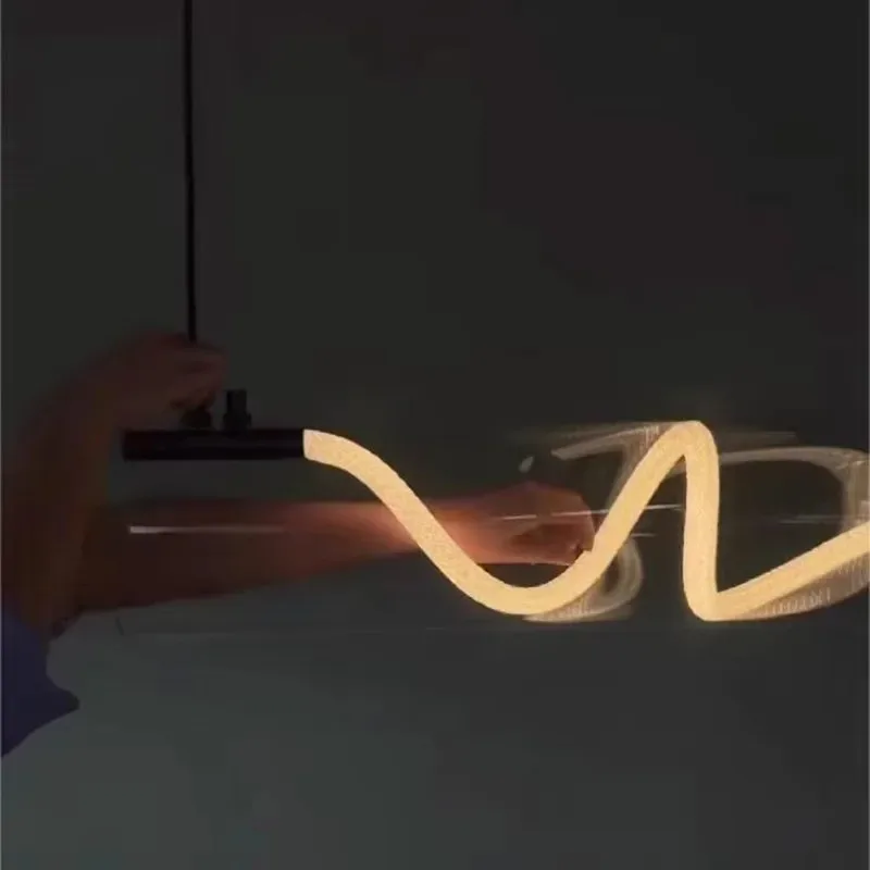 Nordic Long Tube Chandelier Light and Shadow Design Bar LED Lights Modern Restaurant Office Villa Decoration Lighting Fixtures - view 6