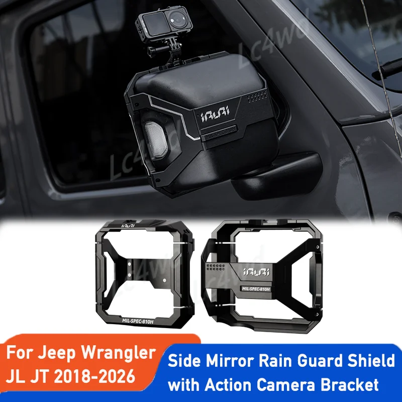 

LC4WD 4x4 IRURI Aluminum-Magnesium Alloy Side Mirror Rain Guard Shield with Camera Bracket For Jeep Wrangler JL&4XE JT 2018-2026