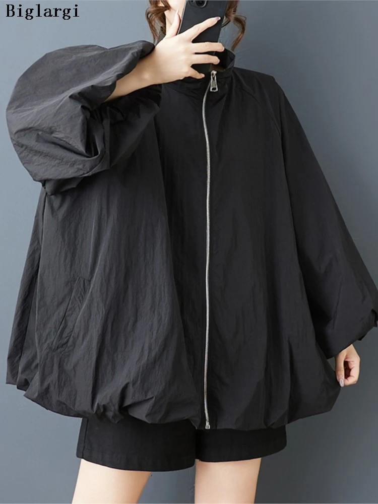 

Oversized Spring Autumn Jacket Coat Women Casual Fashion Ladies Jackets Loose Pleated Woman Coats