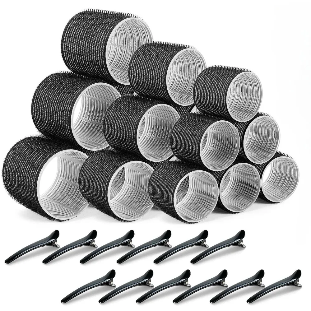 30PCS Heatless Hair Styling Kit Self-Grip Rollers 18Pcs Hair Rollers & 12Pcs Clips DIY Easy to Use Hair Care Beauty Tools