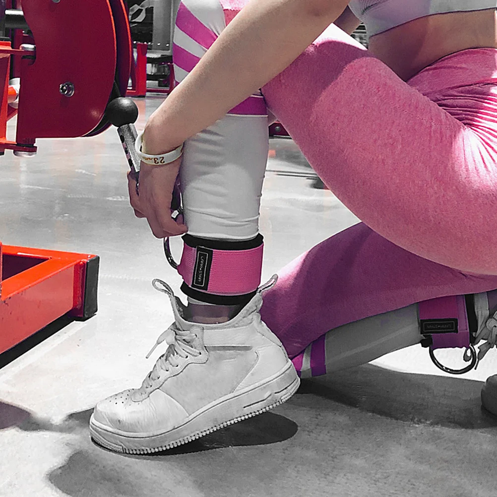 

2pcs 1 Pair Pink Sports Leg Buckles Fitness Training Foot Rings Glutes Ankle Straps Machine Attachment Strength Trainer Durable