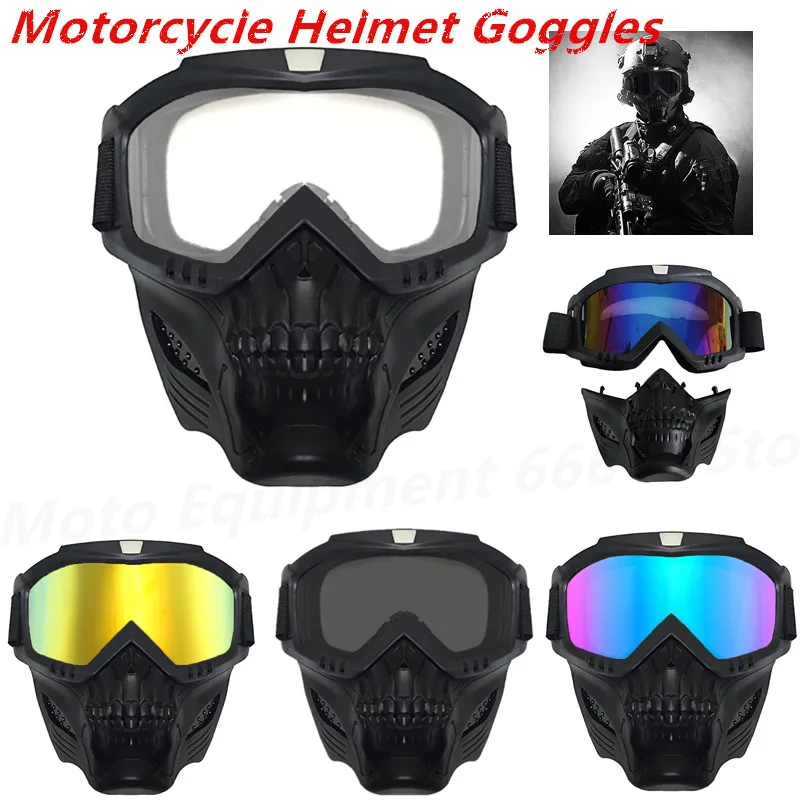 

Motorcycle Windproof Riding Glasses Anti-UV Dust-proof Cycling Protective Glasses Retro Skull Face Mask Motorcycle Equipment