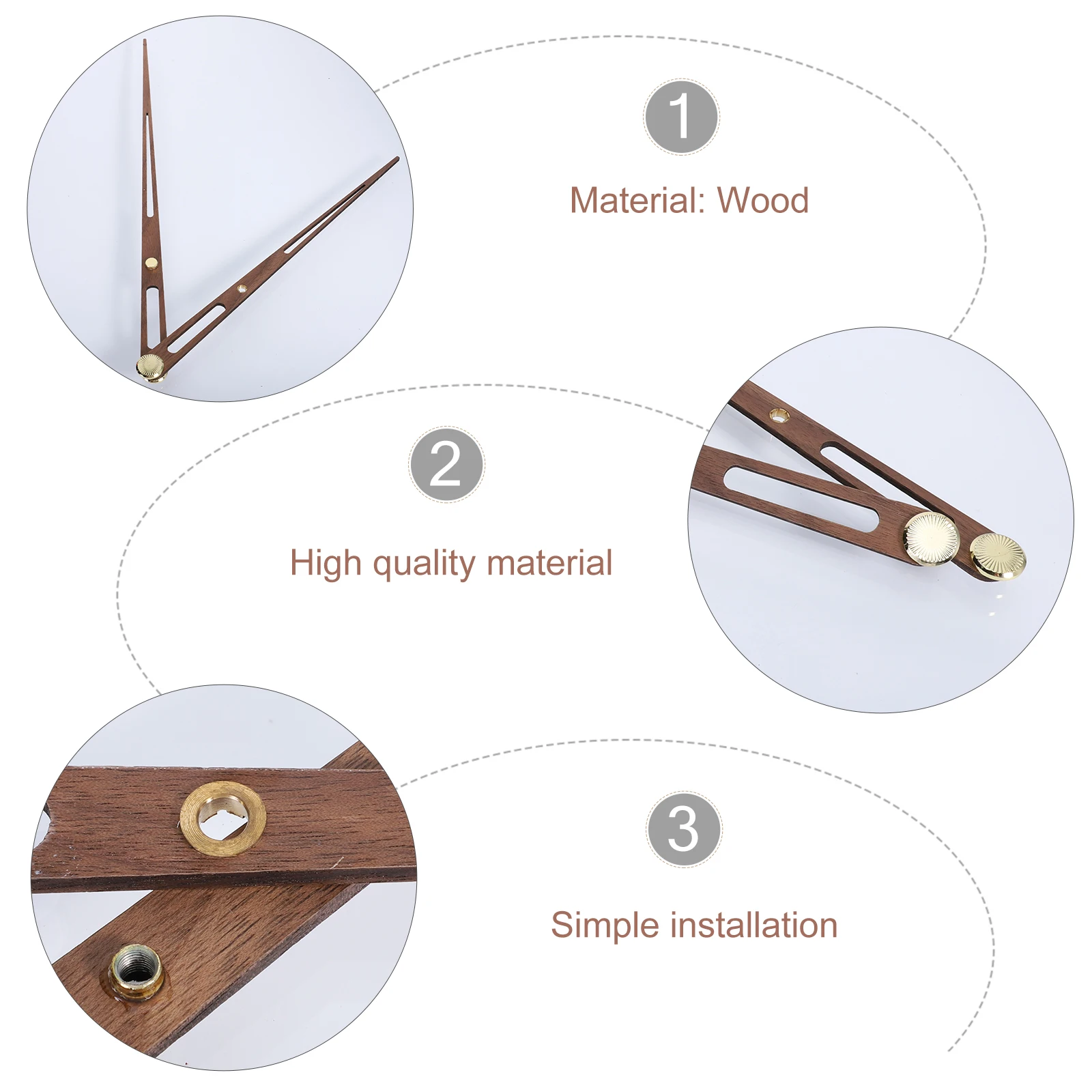

Solid Wood Hanging Table Clock Pointers Decor Vintage Wall Movement Replacement Hands Kit Brass Parts