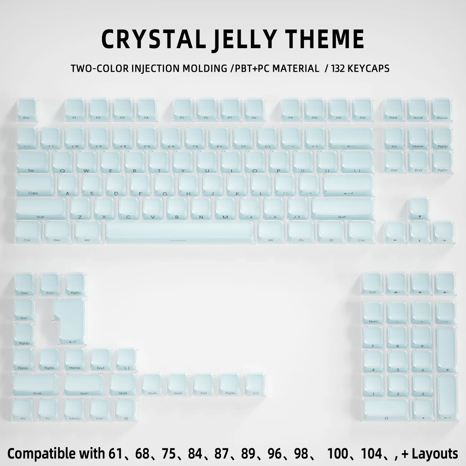 Korean English Crystal Jelly Keycaps (60/75/80/90/100) image