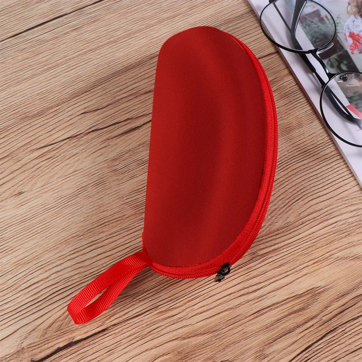 

Sunglasses Case Lightweight Portable Eyeglasses Universal Red Color Peanut Shaped