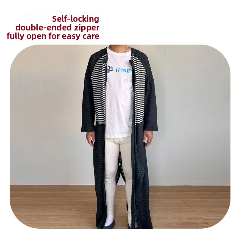 Adults Zip Up Jumpsuit Lockable Zippers Cotton Full Body Romper Special Needs Anti Pulling Comfortable Winter Wear Easy Diaper
