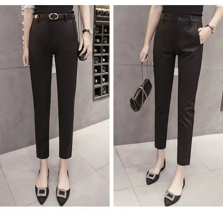 Black Suit Pants Women's Small Leg Pants Spring and Summer New Korean Version Slim Slimming Casual High Waisted Cropped Pants