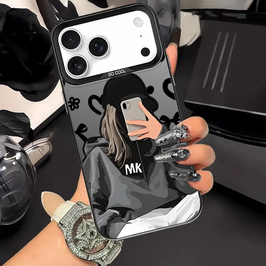 เคสสำหรับ iPhone 17Air 16 17 Pro Max 13 XS 14 XR 15 Plus 11 12 16e ฝาหลังโทรศัพท์ ลายคู่รักเท่ๆ