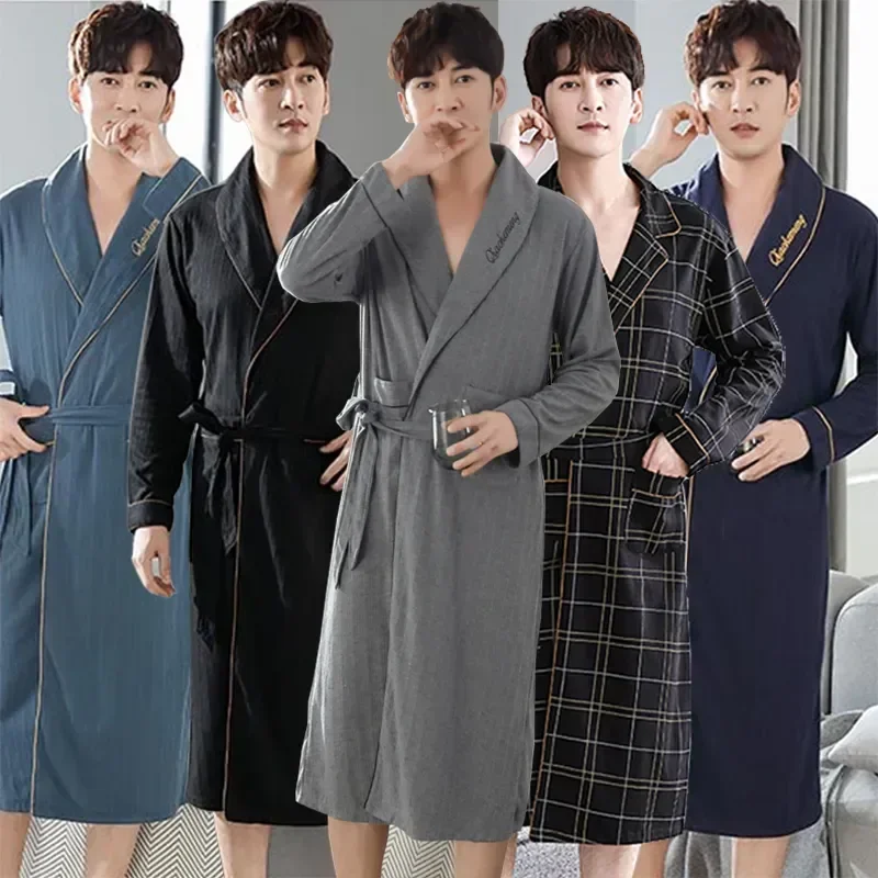 

Loose Winter Bathrobe Home Sleeve Homewear For Robes Size Clothes Male Men 2023 Sleepwear Cotton Plus Korean Long Autumn