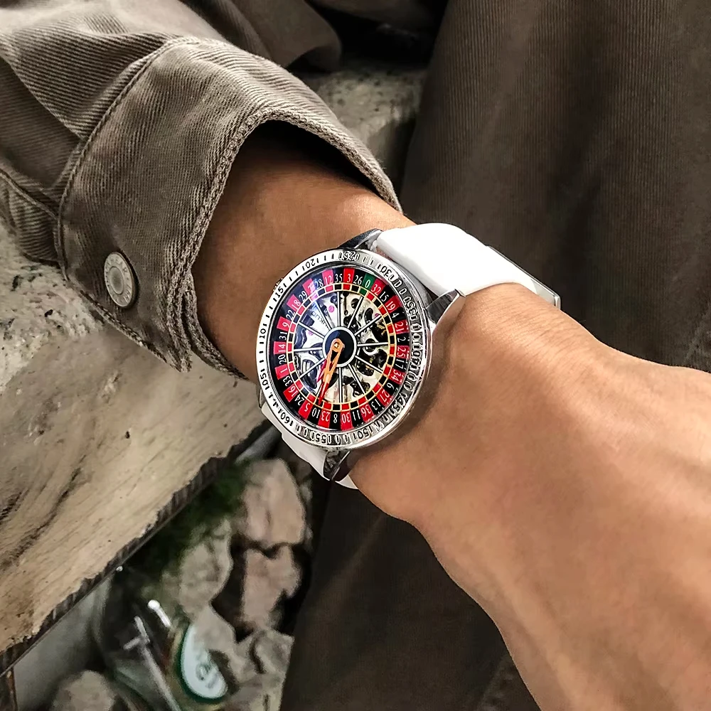 Gambling plate dial Luxury Brand Waterproof Mechanical Watches for Mens Fashion Automatic Skeleton Wristwatch Reloj Hombre