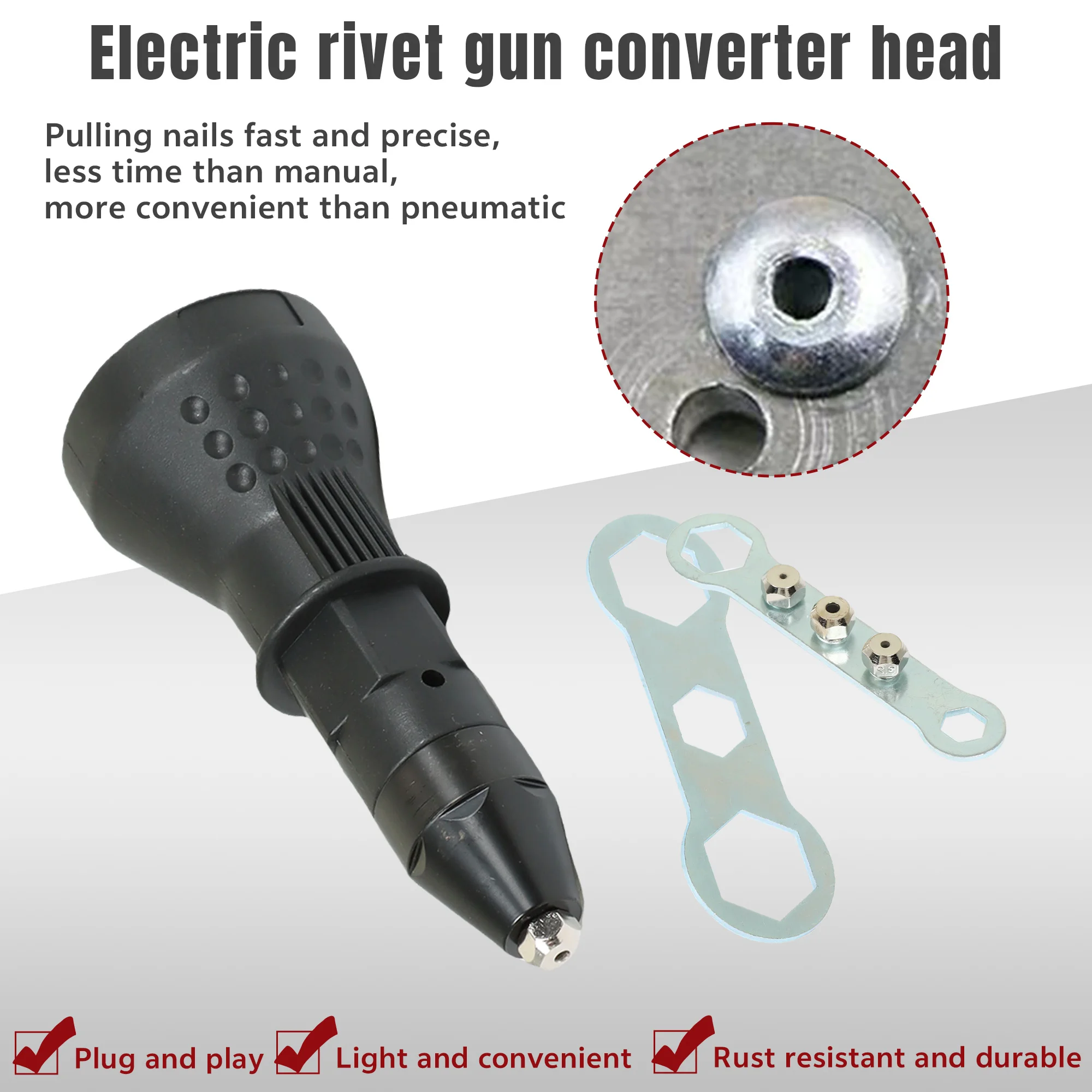 Black Electric Rivet Nut Gun Drill Adapter for Cordless Riveting Tool Insert Nut Adaptor Drill Adapter