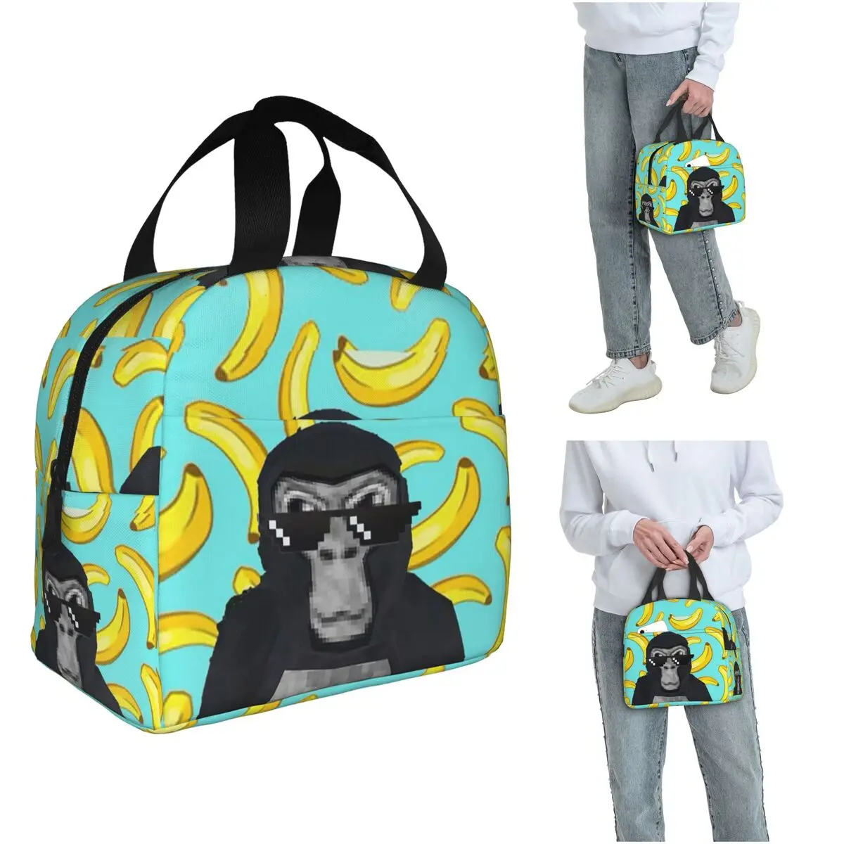 Gorilla Tag Monkey Insulated Lunch Bag for Women Kids Portable Food Boxes Thermal Lunch Box Tote