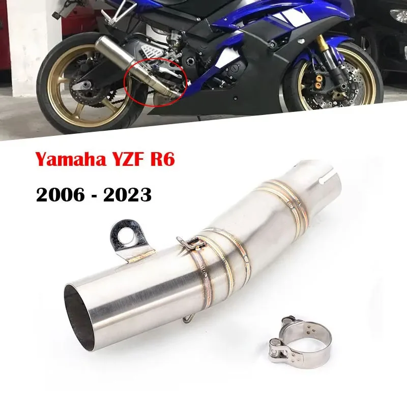 Slip On Für Yamaha YZF R6 R 6 2006 - 2023 Motorrad Auspuff Escape Moto System Ändern Mittleren Link Rohr verbinden 60mm Schalldämpfer