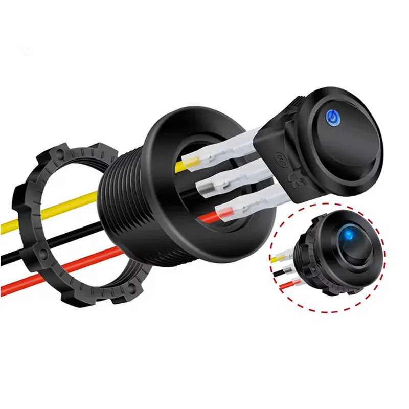 

20 мм круглый кулисный тумблер, корпус 12 В, светодиодный вкл. выкл. для автомобиля, грузовика, гольф-кара, приборная панель, синий, красный, зеленый, с подсветкой