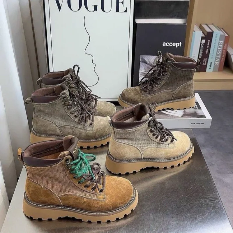 

British Style Short Boots Couple Trendy Boots 2025 New Autumn and Winter Couple Fashion Workwear Yellow Boots