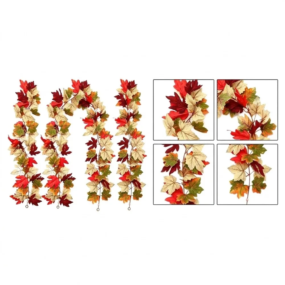 3 Pack 175cm Artificial Maple Leaf Vines Brown Plastic Wedding Party Decor Flexible Fake Garland Wall Swag Home Garden