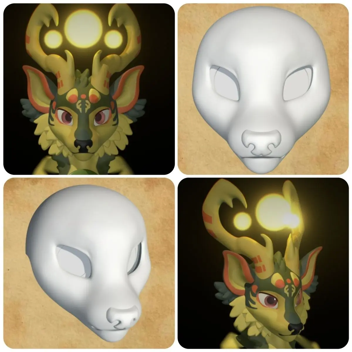

Base Mask Divine Deer Long Snout 3DPrinting Cervidae Kemono and American Style Skull Deer Head Bone Anime Accessories COS Props