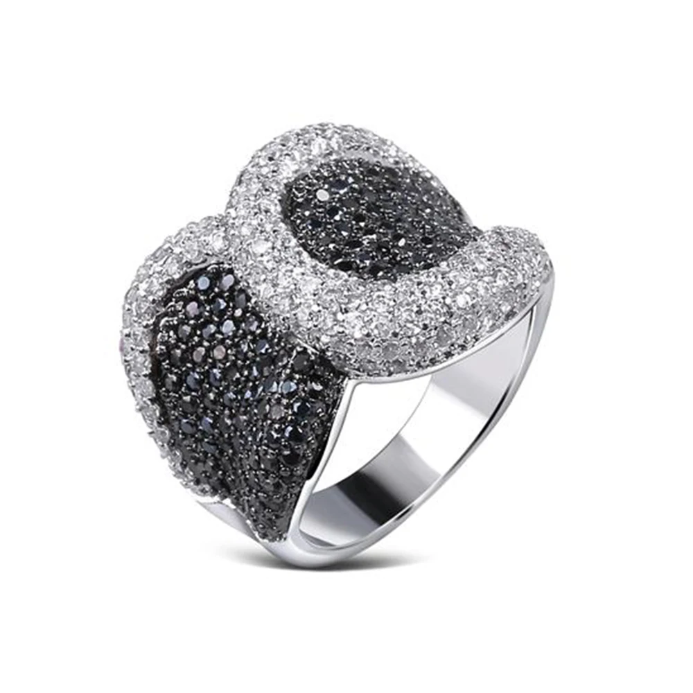 Broken code clearance! Fashion Jewelry Black Mix White color Cubic zircon Lovely Ring For Women