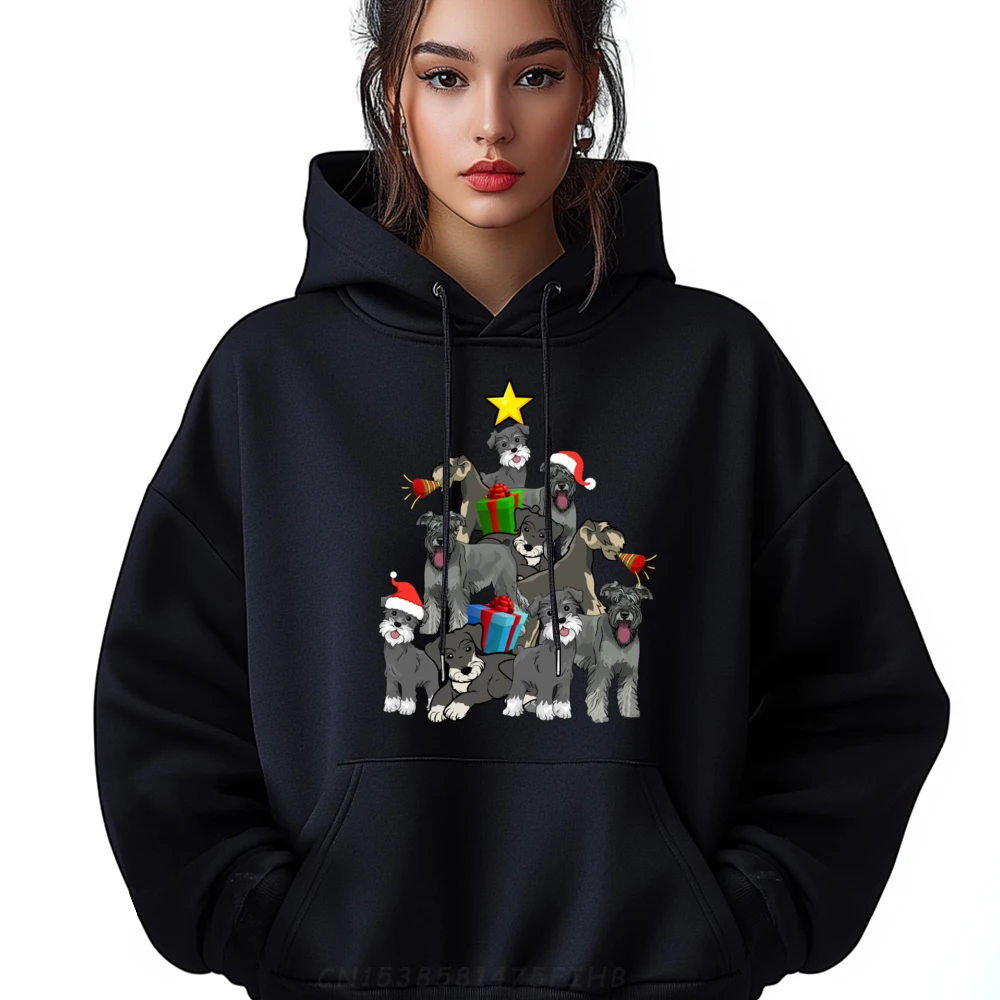 Schnauzer Dogs Tree Christmas Sweater Xmas Pet Animal Dog White Hoodie Men Halloween Easter Sunday