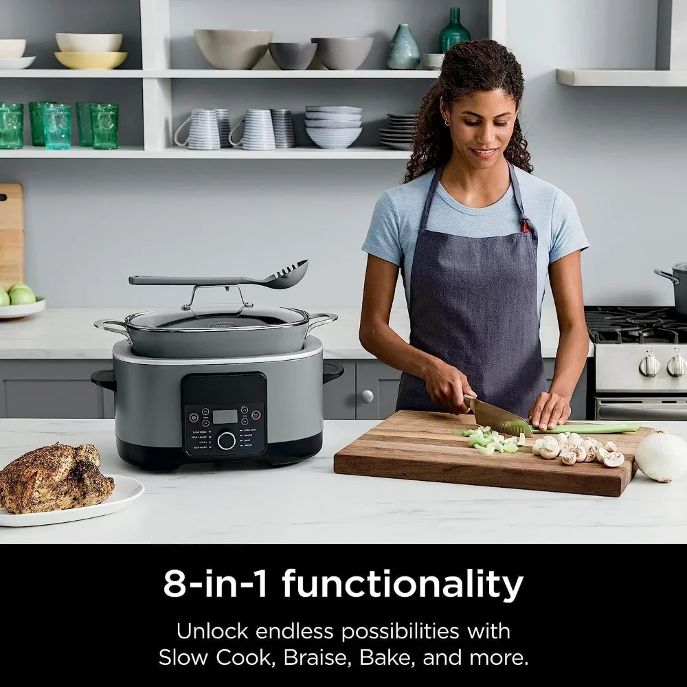 Slow Cooker, 8 Cooking Functions & Triple Fusion Heat Technology, Easy Cleaning, Slow Cooker