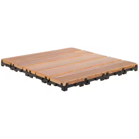 OutdoorWood Floor 4pcs Interlocking Deck Tiles Waterproof Balcony Terrace Garden Patio Durable Splice Easy Use