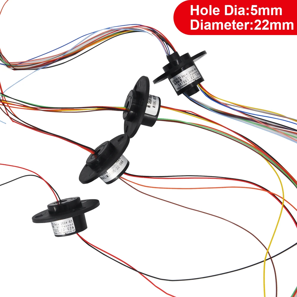 5mm Hole 2/4/6/12 Channels 2A Hollow Shaft 22mm Slip Ring Rotation Connector rings For Camera Gimbal / Ferris wheel Rings