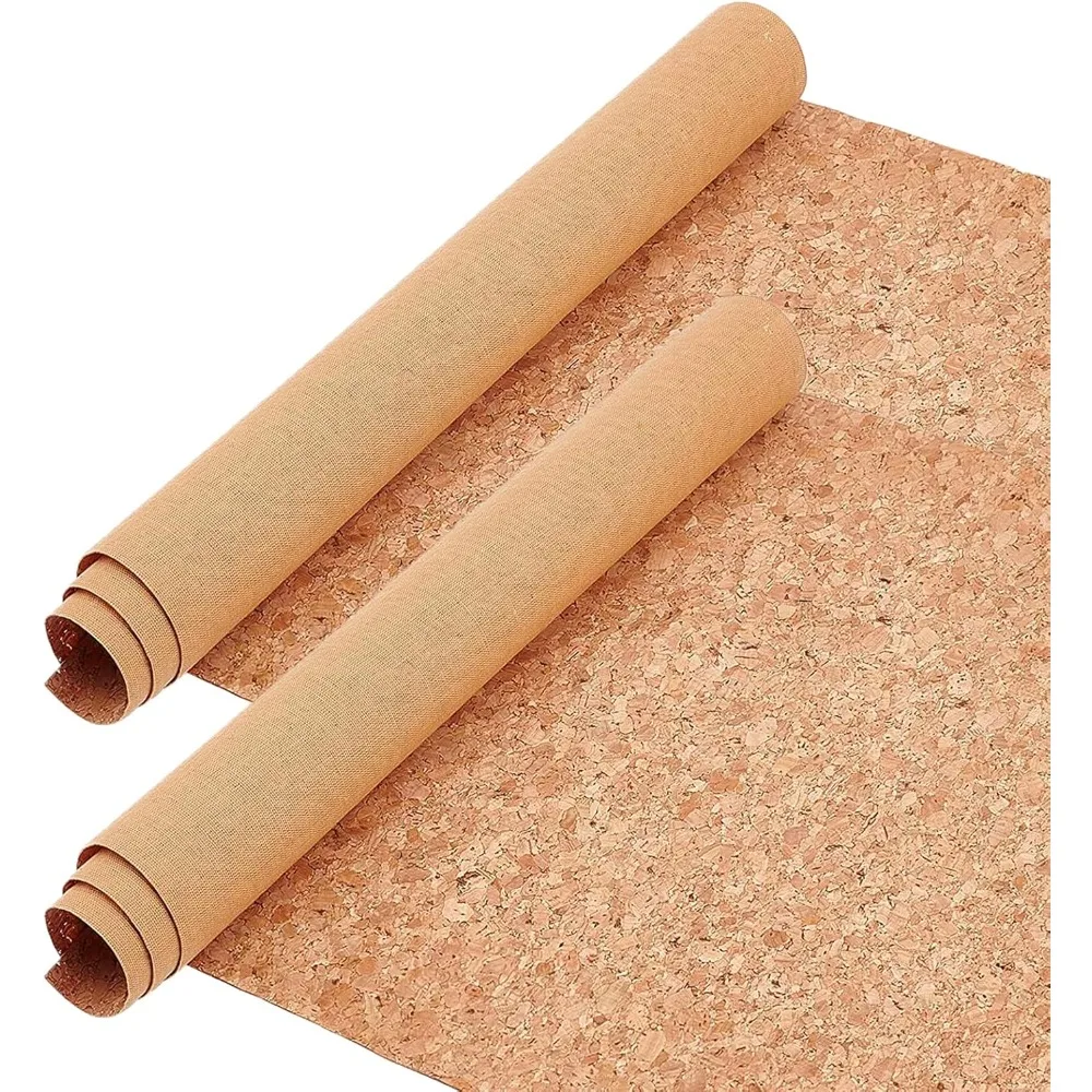 

2 Roll 53x11.8inch Cork Fabric Sheets, PU Natural Real Cork Leather Fabric for Making Earring, Bag, Phone Cover