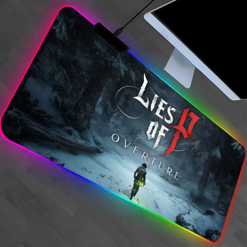 

Lies Of P-P Overture Mouse Pad Laptop Mat Gaming RGB Anime Mousepad Backlit Gamer Girl Cartoon Table Pads Deskpad