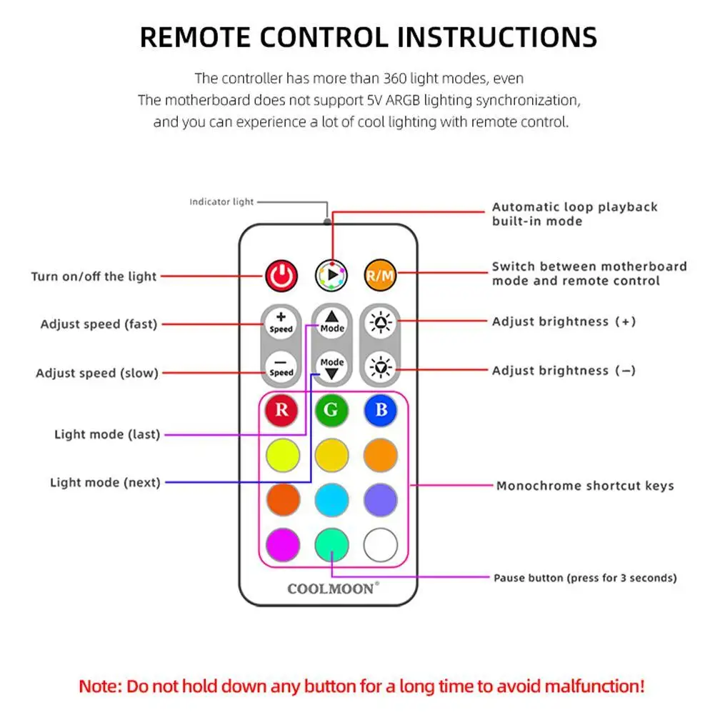 Argb Hub COOLMOON ARGB Controller 4Pin PWM Temperature 5V Synchronization Chassis 3-Pin Control Control Fan Hub Remote Wire C7J2