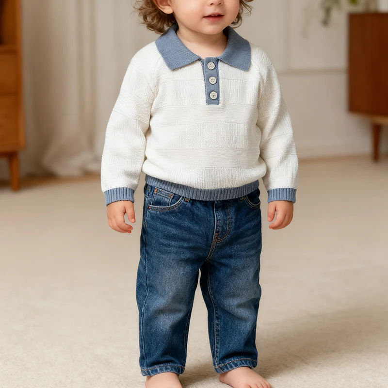 2026 ربيع جديد الوليد الطفل بنات بنين سترة الاطفال طويلة الأكمام بلوفر مغزول القمم الكورية نمط 0-3 سنوات ملابس الأطفال