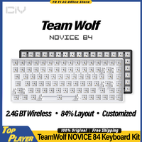 TeamWolf Novice84 Keyboard Kit Customized Hot Swappable AAA Battery White Backlit 1K Polling Rate 2.4G BT Wireless 84% Layout