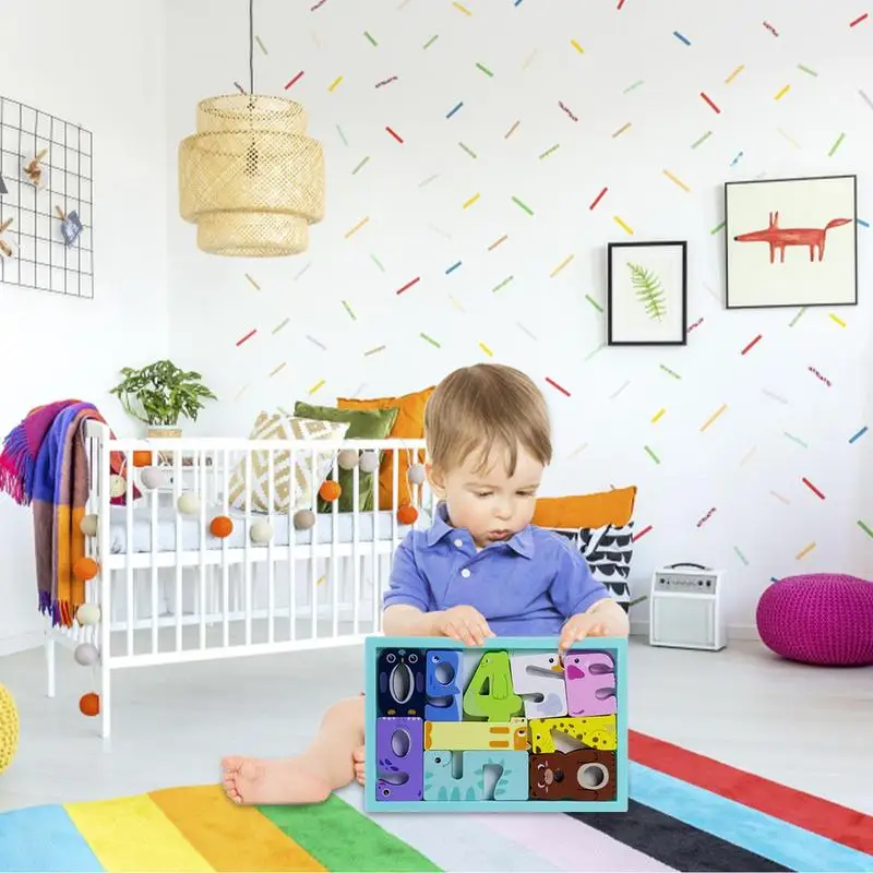 Puzzles d'animaux en bois 3D colorés pour bébés, jouets pour tout-petits, développement précoce et activité, cadeaux pour bébés