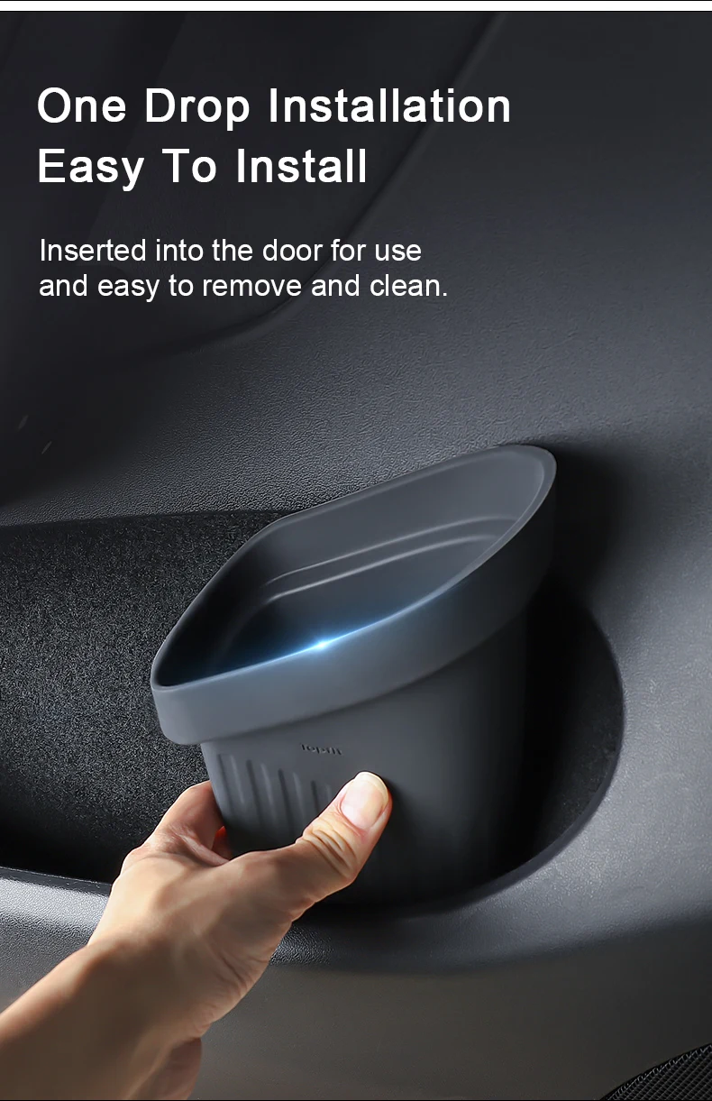 Herval For Tesla Model 3 Y Car Door Trash Can Eco-Friendly Silicone Side Door Storage Box Waterproof Garbage Can Car Accessories