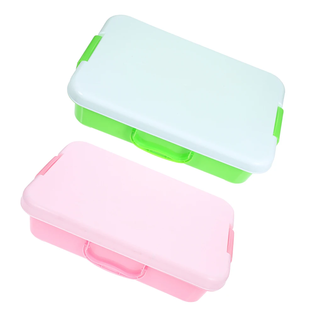 

2pcs Kids Sandbox With Lid: Portable Sand Play Tray Stackable Plastic Storage Bin For Sand Sensory Play Child-Friendly Handle