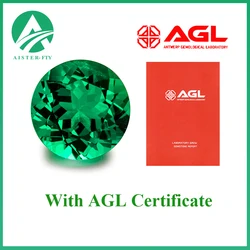 Top Hydrothermal Columbia Lab Grown Emerald Gemstone Round Cut Synthetic Emerald Stone With AGL Certificate for Fine Jewelry