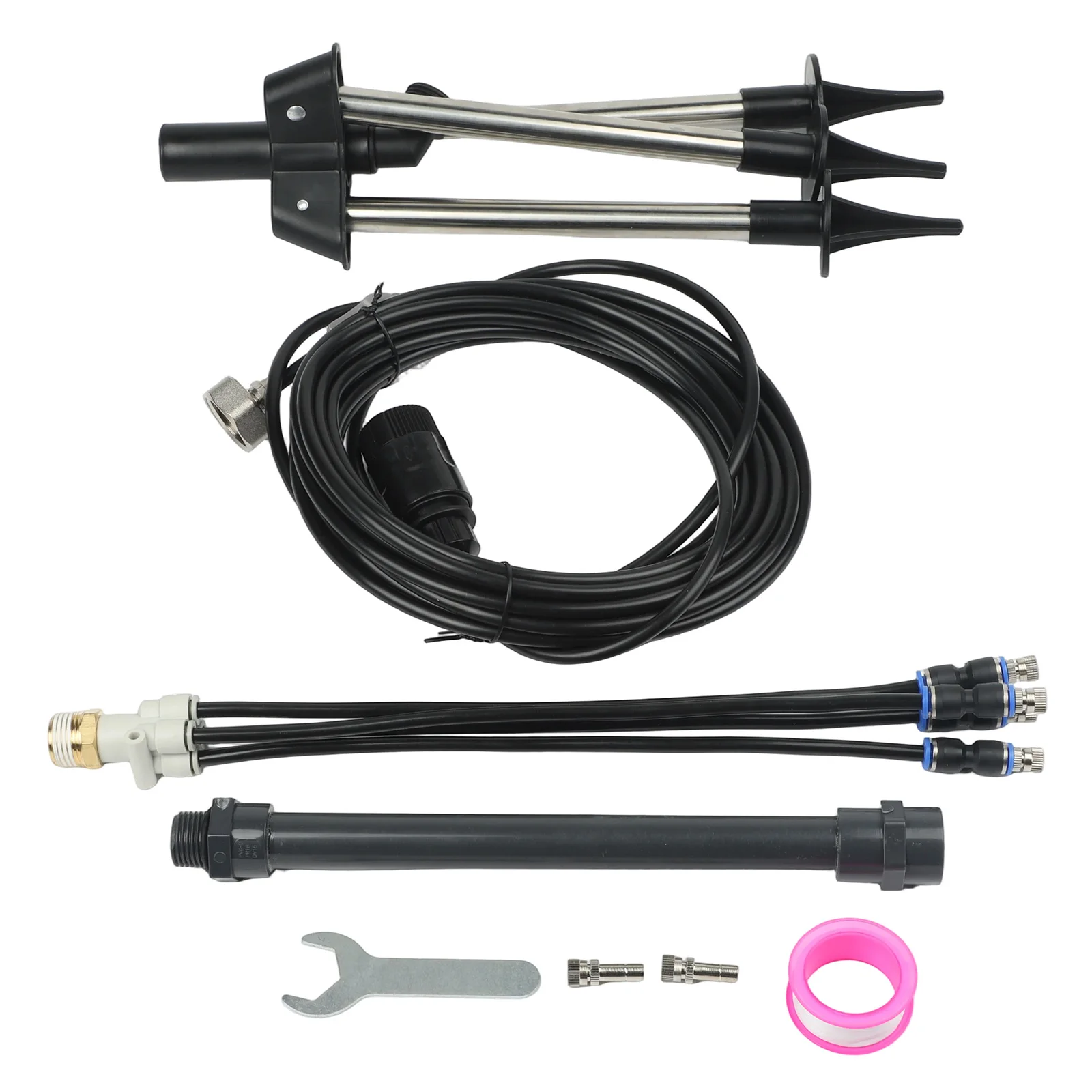 Portable Outdoor Misting System Adjustable Height with 360 Degree Flexible Tubes for Patio Pool Garden Cooling Needs