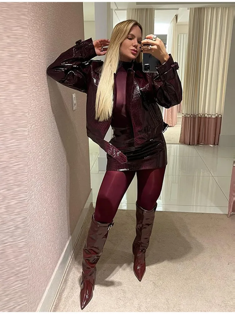 Chique elegante jaquetas de couro designers tendência retro legal versátil outerwear feminino outono casual senhoras rua outfit