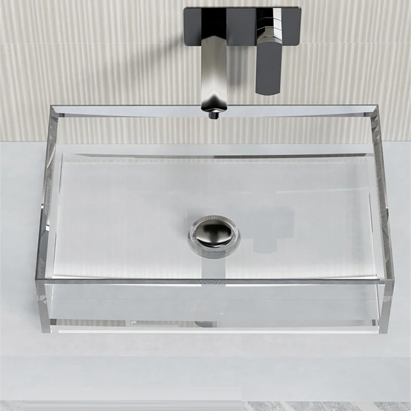 Transparent Resin Basin On Bathroom Countertop, Home Bathroom Art Color Crystal Designer, Personalized Washbasin