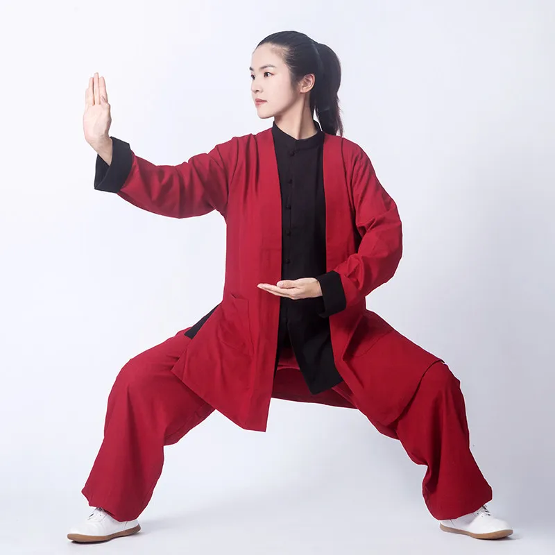 Martial Arts Tai Ji Suit Women's Clothing   Cotton and Linen Eight-Section Brocade Exercise Men's Spring, Autumn Winter