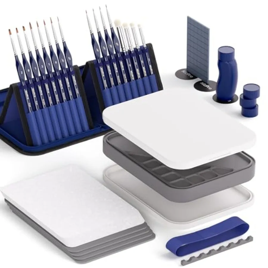 

Professional Miniature Painting Kit, with Wet Palette, Miniature Painting Handle, 16PCS Detail Paint Brushes Drybrush with Nylo