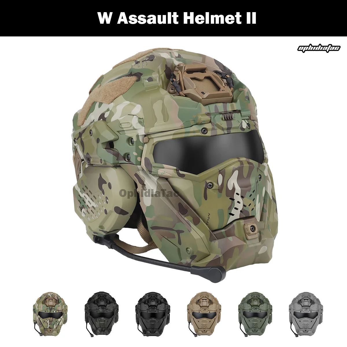 OphidianTac Tactical Assault Helmet II Built-in Headset Anti-fog Fan Flip Mask Replacement Lens