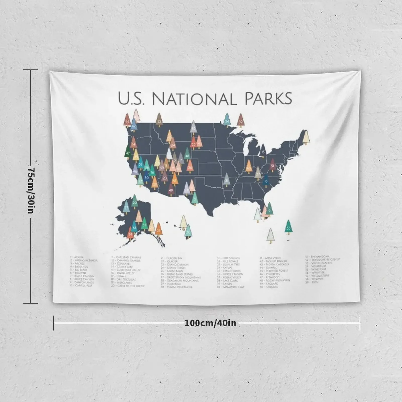 National Parks Explorer Map Tapestry Home Decorations Aesthetic Anime Decor Room Design Decoration Room Tapestry