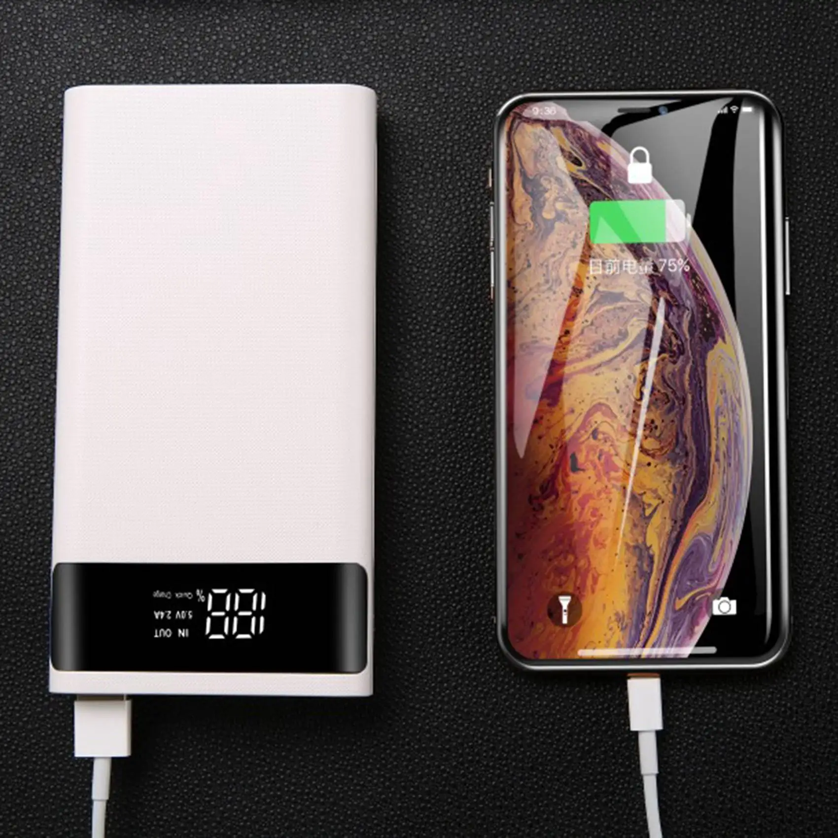 ABSY 18650 Battery Power Bank Box 22.5W Fast Charging LCD Display 20000MAh Power Board for 6X18650 Battery Powerbank Case(A)