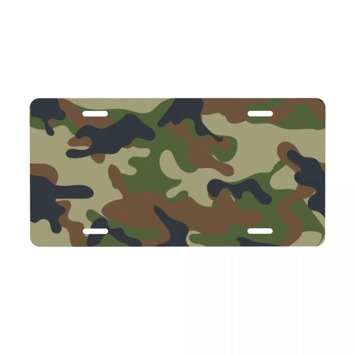 Customized Novelty Woodland Camouflage Decorative Metal License Plate Military Army Camo Aluminum Car Front Vanity Tag 12x6 Inch