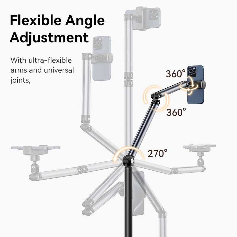 Ulanzi TH07 Overhead Floor Stand for Cell Phone 1.45M with 360° Rotation Mount for MakeUp Food Vlog Professional Photography