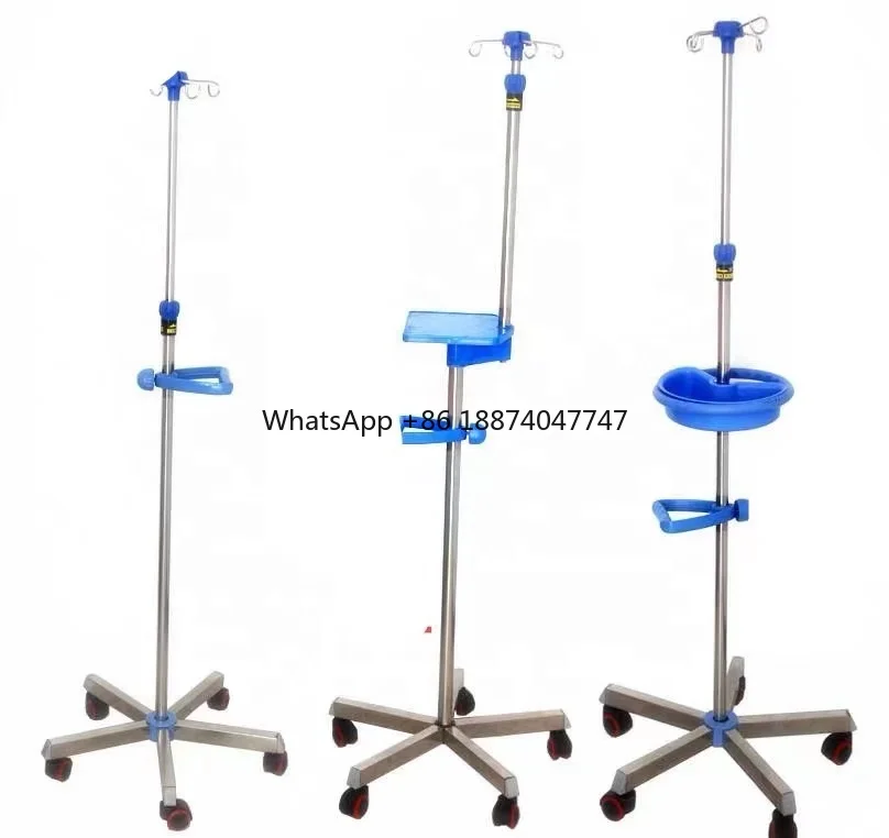 

IP-106 Stainless Steel Infusion Stand Height adjusts 110 -190cm Stable convenient