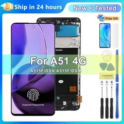 Super AMOLED A51 4G Display with Fingerprint, for Samsung Galaxy A51 A515 A515F/DSN A515F/DSM Lcd Display Touch Screen Digitizer