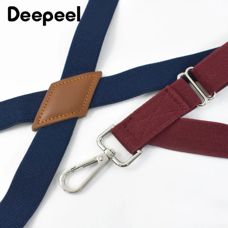 1 pz Deepeel 2.5*125cm bretelle larghe elastiche in poliestere da uomo regolabile 2 Clip cintura Unisex X tipo vestito cinghie Decorative