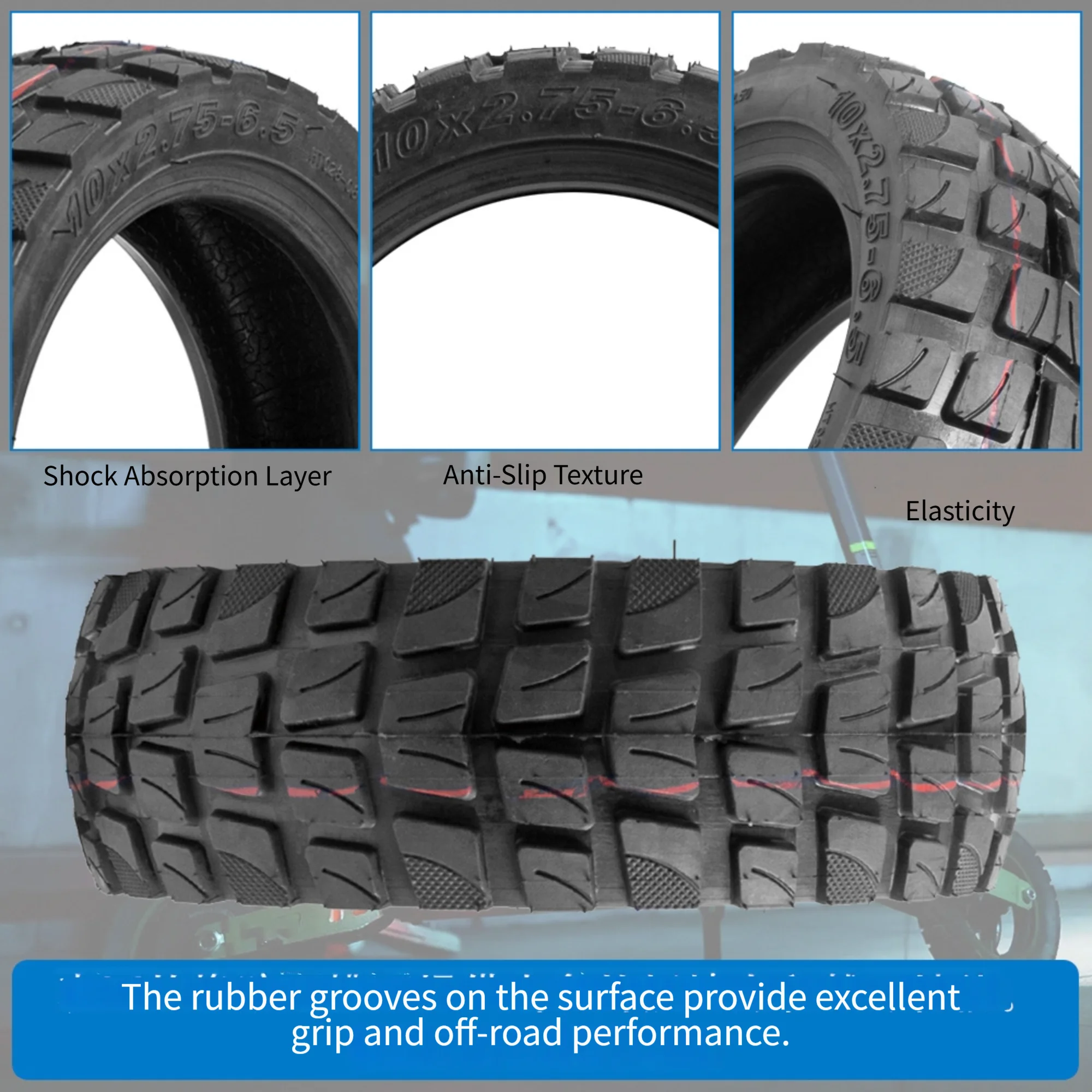 10x2.75-6.5 Tubeless Off Road Tires For KuKirin G2 G3 A1 Electric Scooter High Elastic Rubber For Tread Anti-Slip Wheel Part